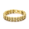 Retro golden stainless steel bicycle chain bracelet with knurled texture for men - Gold