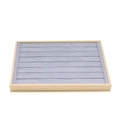 Wooden jewelry display tray with grey velvet slots for rings and earrings - Bar Ring Tray Grey