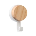 Percha de pared de madera estilo japonés con acabado de madera natural redonda - Gancho Único / Blanco