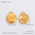 Gold stainless steel Taurus zodiac pendant with star chart and bull relief detail - Taurus