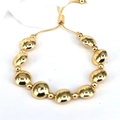 Bracciale dorato regolabile con perle ovali lucide e chiusura a scorrimento bolo - Stile 3-Tutte le Perle Lucide Dorate