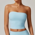 Top bandeau de sport bleu clair sans bretelles en tissu élastique au design minimaliste - Bleu ciel