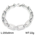 Bracciale in titanio argento con maglie a graffetta lavorate e chiusura a moschettone - 20cmx0.8cm / Bracciale Argentato (KB189706-Z)