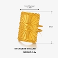 Goldener Edelstahlring mit Lucky-Rechteck-Plakette und Sonnenstrahl-Struktur - Goldener Glücksring / Gold