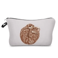 Dettaglio della borsa da trucco bianca con gatto arancione e cerniera nera resistente - Stile Gatto Tigrato Bianco Sporco (hz3551)