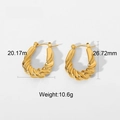 Detail view of twisted gold hoop earrings showing size 20x26mm and 10.6g weight - Gold Color (TE19134D0W0)