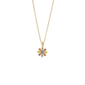 Goldene Halskette mit einem bunten Emaille-Blumenanhänger in Pink, Gelb, Blau und Orange - Mehrfarbiger Blumenstil (2#)