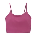 Deep pink high elasticity sports bra with thin straps and flat neckline for workout - Lychee Pink