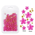 Pink resin five-petal nail art flowers with gold beads in 3mm and 6mm sizes - Peach Pink Flower With Gold Bead