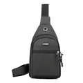 Bolso de pecho impermeable para hombre en tela oxford negra con múltiples capas de cremallera - Estilo 1 (7075) / Gris
