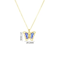 Collana a farfalla dorata con gemme blu scuro e zirconi, variante misura 29,2 mm - Blu scuro