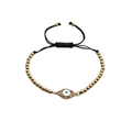 Verstellbares goldenes Perlenarmband mit Evil Eye Anhänger und bunten Kristalldetails - Schwarzes Seil mit Kupferperlen