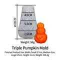 Stampo in silicone per zucca di Halloween a 3 livelli con misure e candela arancione - Stampo zucca impilata tripla