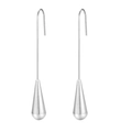 Polished stainless steel water drop earrings with teardrop pendant detail on white background - Stainless Steel Original / Steel