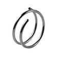 Polished silver stainless steel double spiral nose ring with minimalist twisted design - Glossy Black