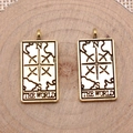 Retro gold Tarot World card pendants in rectangular alloy metal for jewelry making - Antique Gold THE WORLD
