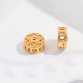 Golden S925 silver hollow floral spacer bead with retro pattern for DIY bracelet making - Cylindrical Hollow Style (E款)
