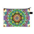 Large capacity polyester makeup bag featuring colorful mandala floral print and zipper - Pattern 06
