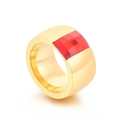 Luxurious gold titanium ring featuring a large square-cut red zircon stone inlay - Gold Red Main Stone (KR107821-K) / US 6
