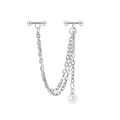 Silver pearl star ear chain jewelry featuring layered metal chains and studs - Artificial Pearl Ball Style (8mm)