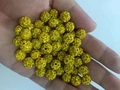 Macro shot of 10mm yellow crystal pave clay beads for DIY bracelet jewelry making - Lemon Yellow