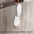 Creamy white cat-shaped over-the-door hook made of thickened steel, 20.5cm height - Model E Cat / Cream