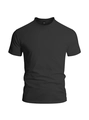Men's minimalist crew neck short sleeve T-shirt in solid black finish, size L - Black