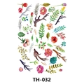 Waterproof temporary tattoo sticker with colorful watercolor flowers and deer horn design - Th-032 / 210*148mm