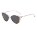 Cat eye sunglasses featuring transparent pink resin frames and dark grey tinted lenses - Purple Orange Frame Grey Lens