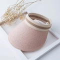 Cappello da sole in rafia rosa pallido con parte superiore aperta e fascia elastica - Stile di base / Rosa
