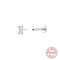 S925 sterling silver earring with a rectangular clear zircon and flat back post - #6 Rectangle Zircon / White Gold