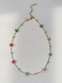 Gold-plated titanium steel chain with colorful floral charms and adjustable lobster clasp - 41+5cm Necklace / Colorful
