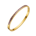 Gold plated titanium steel bangle with rectangular purple zircon inlays - Narrow Version / Gold + Purple