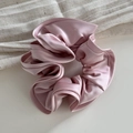 Elegant lotus root pink satin scrunchie with silky finish for daily hair styling - Pink