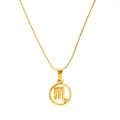 Gold Scorpio zodiac necklace with round pendant and sleek snake chain for women - Scorpio