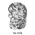 Japanese style temporary tattoo sticker featuring Inari fox with katana and cherry blossoms - Th-177 / 210*148mm