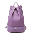 Purple Oxford fabric swimming backpack with separate wet-dry compartment and shoe storage - Purple