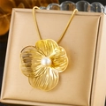 Elegant gold hollow flower necklace with pearl center on jewelry box display - Single Necklace-White Pearl (N2867)