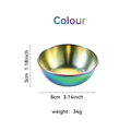 Rainbow stainless steel sauce dish set with dimension markings showing 8cm diameter - Rainbow Small