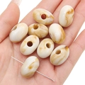 Oval off-white beads with brown marble texture for DIY jewelry making - Bulk Pack-Light Coffee Yibei Bead (500g/pack) / 21x14mm