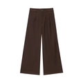 Dunkelbraune Damen Weitbein-Anzughose mit hoher Taille und maßgeschneiderten Schlaufen - XS / Dunkelbraune Hose
