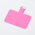 Universal pink phone lanyard patch with metal D-ring for secure smartphone cases - Silver Clasp / Rose Red