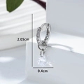 Silver drop earrings with sparkling zircon heart pendant and pave hoop, height 2.05cm - White (Single Piece)