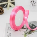 Pink satin ribbon roll 1cm wide for elegant gift wrapping and wedding DIY crafts - Peach Pink