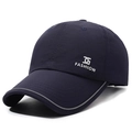 Navy blue quick-dry baseball cap with reflective trim and side fashion lettering - Adjustable / Navy Blue