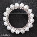 Silver wreath brooch with white pearls, circular vintage style, 3.6x3.6cm size - Silver Pearl Ring