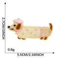 Embroidered dachshund patch with pink hat and sweater, size 5.5cm by 2.7cm, 0.8g - Dog with Pink Beret and Polka Dot Shirt