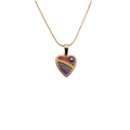 Goldene Herz-Anhänger-Halskette mit lila Emaille und Regenbogenstreifen für Damen - Lila Emaille-Herz + 50CM Schlangenkette
