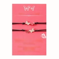 Handmade woven butterfly bracelet set for mother and daughter on pink card background - Two-Piece Set