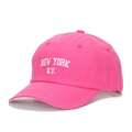 Hot pink cotton baseball cap with white New York N.Y. embroidery on white background - Rose Red